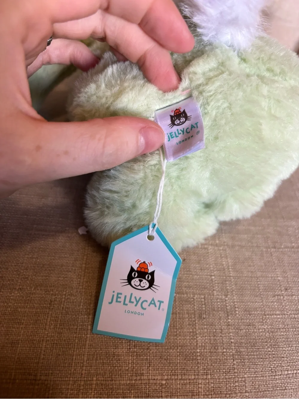 Mint green jellycat bunny